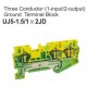 UJ5-1.5/1x2JD Three Conductor Ground Terminal Block