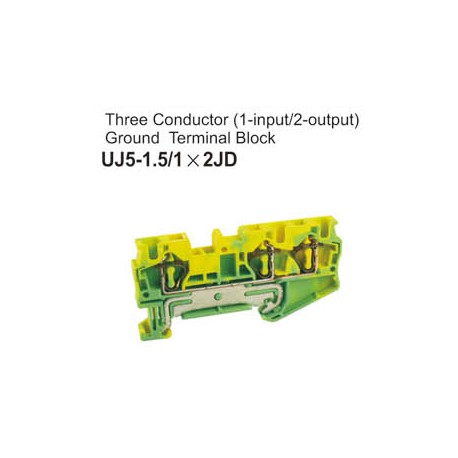 UJ5-1.5/1x2JD Three Conductor Ground Terminal Block