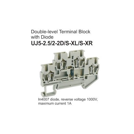 UJ5-2.5/2-2D/S-XL/S-XR Double-Level Terminal Block (Diode)